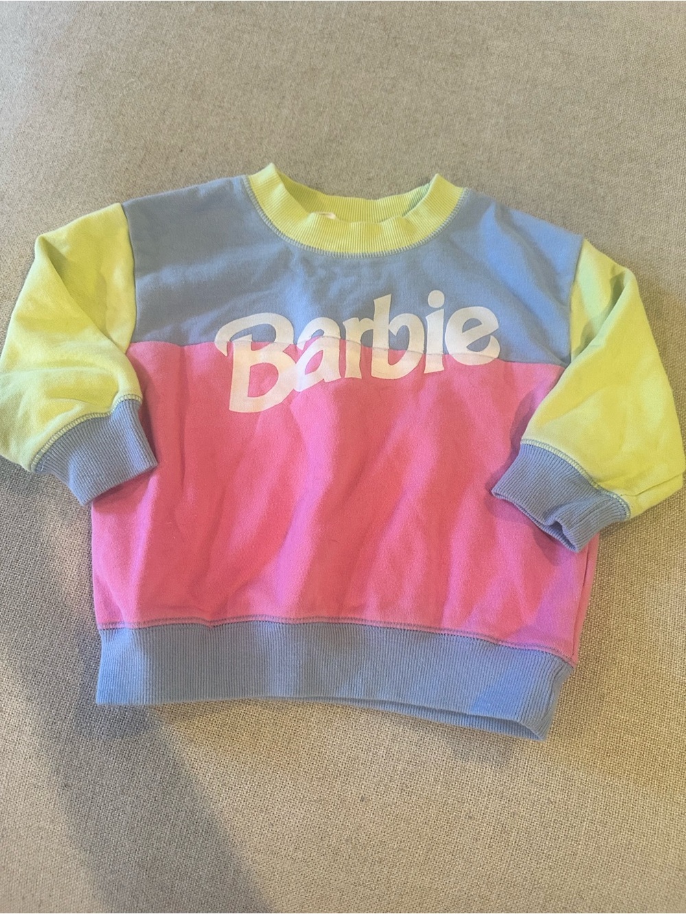 Cotton On Barbie Colorblock Crew Sweatshirt in Pink, Blue & Yellow